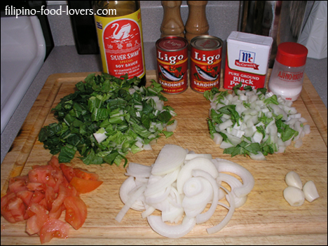 Ginisang Sardinas - Ingredients