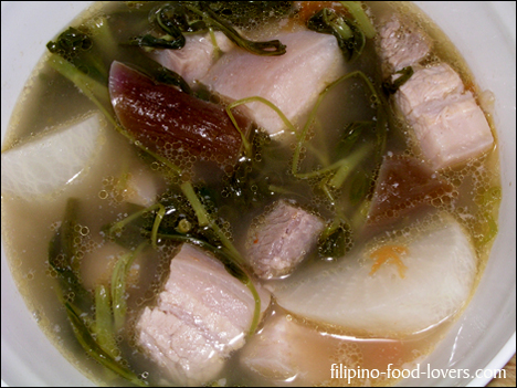 Sinigang na baboy in bowl closeup