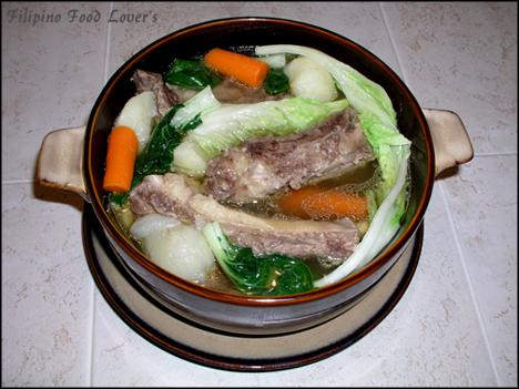 Nilagang spareribs na baka with napa cabbage, petchay and carrots