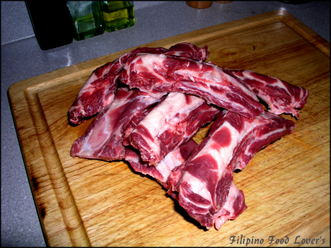 Chop beef back ribs