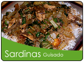 Ginisang sardinas over rice