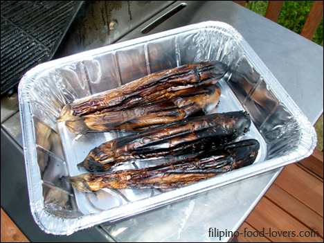 After grilling the eggplants